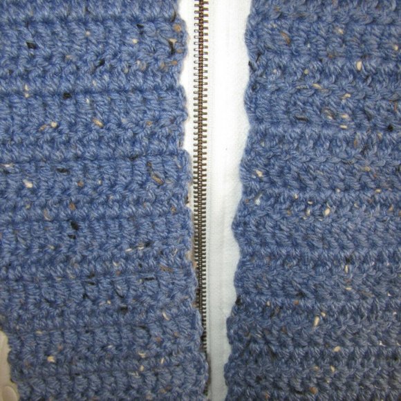 Blue Wool Scarf 74x4 Long Narrow Light Soft Handmade Crochet Knit Men Women NWT - Picture 7 of 7